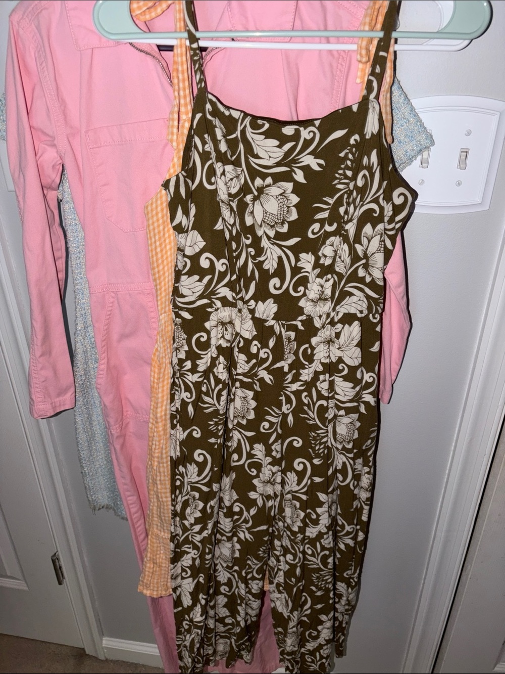 As U Wish Olive Floral Spaghetti-Strap Jumpsuit
